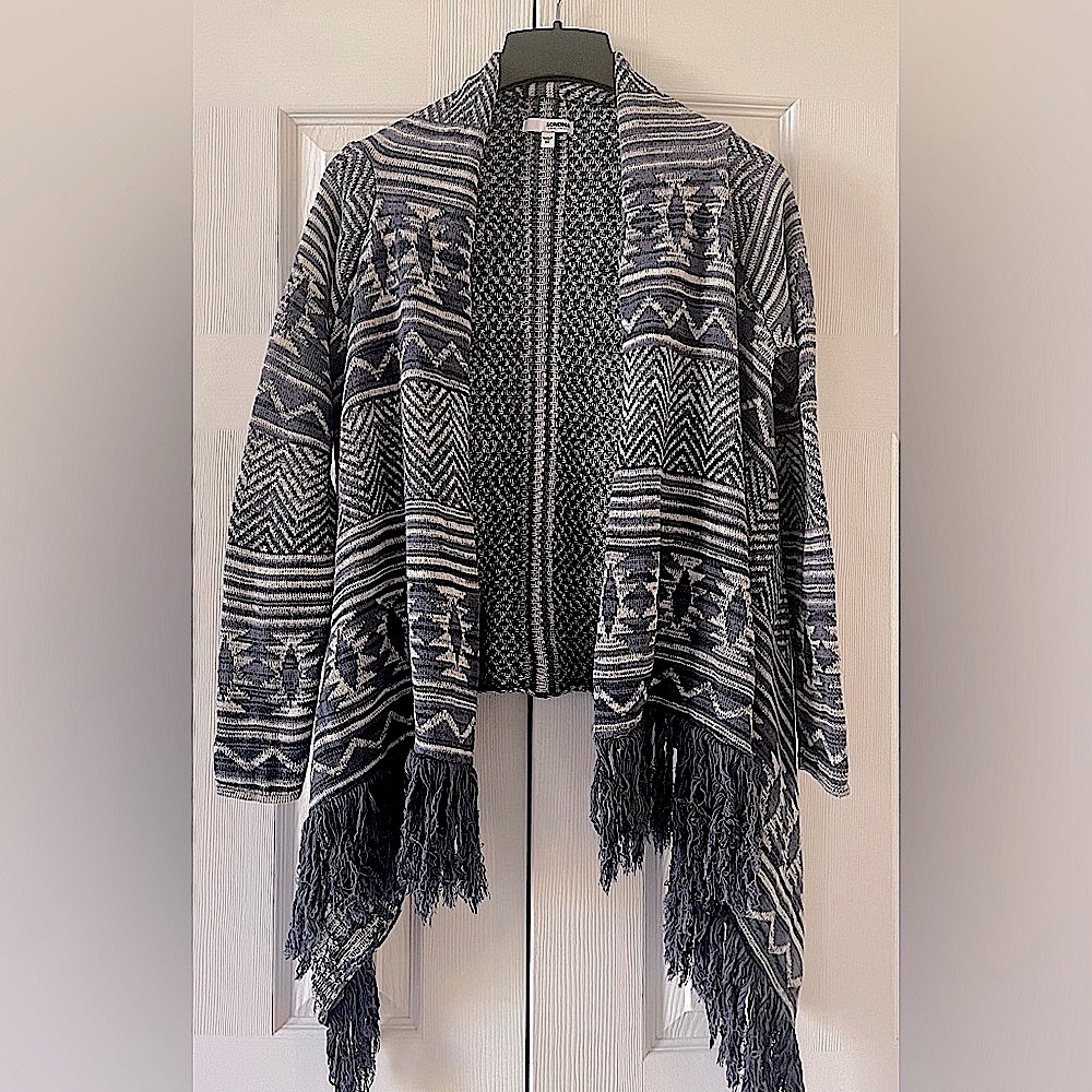 Sonoma Aztec Open Fringed Cardigan Size M